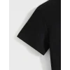 Baskılı Oversize Bisiklet Yaka T-shirt - Siyah