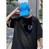 Baskılı Oversize Bisiklet Yaka T-shirt - Siyah