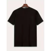 Baskılı Oversize Bisiklet Yaka T-shirt - Siyah