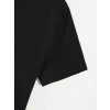 Baskılı Oversize Bisiklet Yaka T-shirt - Siyah