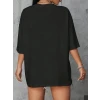 Baskılı Oversize Bisiklet Yaka T-shirt - Siyah