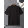 Baskılı Oversize Bisiklet Yaka T-shirt - Siyah