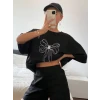 Baskılı Oversize T-shirt - Siyah