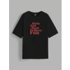Baskılı Oversize T-shirt - Siyah