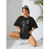Baskılı Oversize T-shirt - Siyah