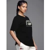 Baskılı Oversize T-shirt - Siyah