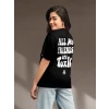 Baskılı Oversize T-shirt - Siyah
