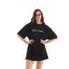 Baskılı T-shirt Kısa Kol Bisiklet Yaka Regular Rahat Kalıp Günlük Tişört - Siyah