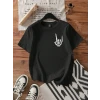Baskılı T-shirt - Siyah