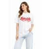 Baskılı T-shirt Yazlık Kısa Kol Bisiklet Yaka Rahat Kalıp Tişört - Beyaz