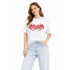 Baskılı T-shirt Yazlık Kısa Kol Bisiklet Yaka Rahat Kalıp Tişört - Beyaz
