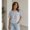 Batik Desenli Tişört Bisiklet Yaka Kısa Kol Regular Fit T-shirt - Gri