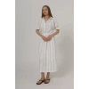 Beli Lastikli Elbise - Beyaz