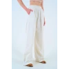 Beli Lastikli Palazo Pantolon - Taş