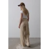 Beli Yarım Lastikli Palazzo Pantolon - Camel