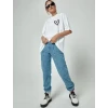 Bisiklet Yaka Baskılı Oversize T-shirt - Beyaz