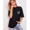 Bisiklet Yaka Baskılı Oversize T-shirt - Siyah