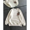 Bisiklet Yaka Baskılı Sweatshirt - Beyaz