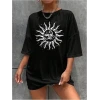 Bisiklet Yaka Baskılı T-shirt - Siyah