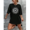 Bisiklet Yaka Baskılı T-shirt - Siyah