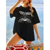 Bisiklet Yaka Baskılı T-shirt - Siyah