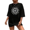 Bisiklet Yaka Baskılı T-shirt - Siyah