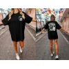 Bisiklet Yaka Baskılı T-shirt - Siyah