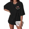 Bisiklet Yaka Kısa Kol Baskılı T-shirt - Siyah