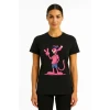 Bisiklet Yaka Kısa Kollu Baskılı T-shirt - Siyah