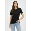 Bisiklet Yaka Tişört Regular Kalıp Basic Pamuklu Günlük Kullanım T-shirt - Siyah