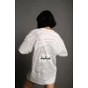 Bisiklet Yakalı Sırt Baskılı Oversize T-shirt - Beyaz