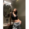 Dantel Bralet Crop Sütyen V Yaka Askılı Şık Esnek Rahat - Siyah