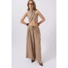 Düşük Bel Oversize Keten Pantolon