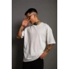 Erkek 24/1 Düz A Kalite Oversize T-shirt - Beyaz