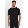 Erkek 24/1 Düz A Kalite Oversize T-shirt - Siyah