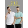 Erkek 2 Li Paket Triko Yakalı Düğmesiz Açık Yaka Fitilli Kısa