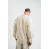 Erkek 3 İplik Pamuklu Yağ Yıkamalı Sweatshirt Double Oversize Bisiklet Yaka Uzun Kol - Krem