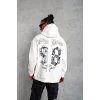 Erkek 98 Baskılı Kapşonlu Sweat - Beyaz