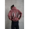 Erkek 98 Baskılı Kapşonlu Sweat - Gül Kurusu