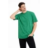 Erkek Asit Yıkama Bisiklet Yaka Kısa Kollu Oversize T-shirt Tişört - Yeşil
