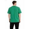 Erkek Asit Yıkama Bisiklet Yaka Kısa Kollu Oversize T-shirt Tişört - Yeşil
