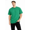 Erkek Asit Yıkama Bisiklet Yaka Kısa Kollu Oversize T-shirt Tişört - Yeşil