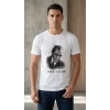 Erkek Atatürk Baskılı Tişört Kısa Kollu Bisiklet Yaka  T-shirt - Beyaz