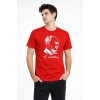 Erkek Atatürk Baskılı Tişört Kısa Kollu Bisiklet Yaka T-shirt - Kırmızı