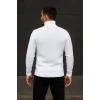 Erkek Balıkcı Yaka Bağazlı Triko Kazak Pamuklu Kalın Fitilli Dokuma, Regular Fit Uzun Kollu Kışlık Model - Beyaz