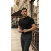 Erkek Basic Bisiklet Yaka Kısa Kollu Triko Tişört - %100 Pamuk Akrilik