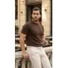 Erkek Basic Bisiklet Yaka Kısa Kollu Triko Tişört - %100 Pamuk Akrilik