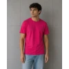 Erkek Basic Pamuklu Tişört Bisiklet Yaka Düz Renk Regular Fit T-shirt - Fuşya