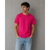 Erkek Basic Pamuklu Tişört Bisiklet Yaka Düz Renk Regular Fit T-shirt - Fuşya