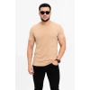 Erkek Basic Tişört Bisiklet Yaka Kısa Kol Günlük Yazlık Slim Fit T-shirt - Bej